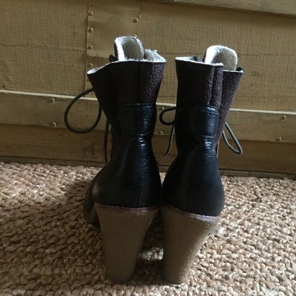 s-l400.jpg SAM EDELMAN 100% LEATHER SHEARLING ANKLE BOOTIE CHUNKY HEEL ANKLE BOOTS 8.5